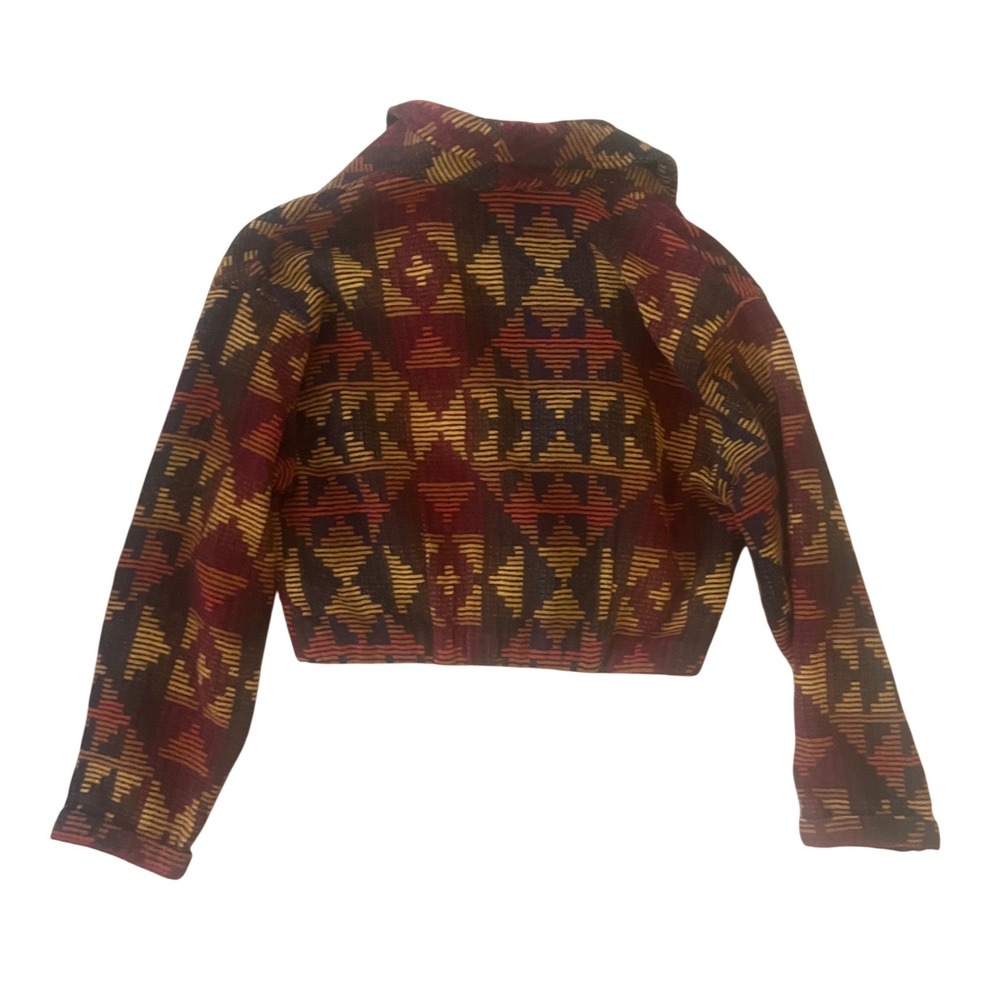 Vintage Women's Western Aztec‎ Woven Cropped Blanket Jacket-  Size M - Picture 3 of 8